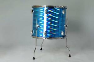 Suministro Directo de Fábrica TEAMO Kit Completo de 5 Tambores y 2 Platillos, Herrajes Metálicos Estables, Carcasa Azul Brillante, Batería Acústica para Práctica de Banda - Product Image 6