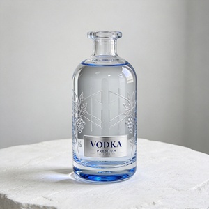 <span class=keywords><strong>Botella</strong></span> <span class=keywords><strong>de</strong></span> Vidrio Transparente <span class=keywords><strong>de</strong></span> Grado Alimenticio Pintada <span class=keywords><strong>de</strong></span> Azul, Reciclable, <span class=keywords><strong>de</strong></span> 250 ml y 500 ml, para <span class=keywords><strong>Whisky</strong></span>, Brandy y Vodka, con Tapa Personalizada - Product Image 2