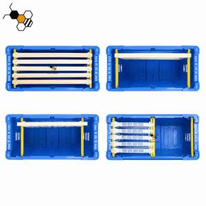 Equipo <span class=keywords><strong>de</strong></span> Apicultura, Caja <span class=keywords><strong>de</strong></span> Transporte <span class=keywords><strong>de</strong></span> Abejas <span class=keywords><strong>de</strong></span> Plástico Azul y Amarillo, Compatible con Marcos Langstroth, British National y Dadant - Product Image 1