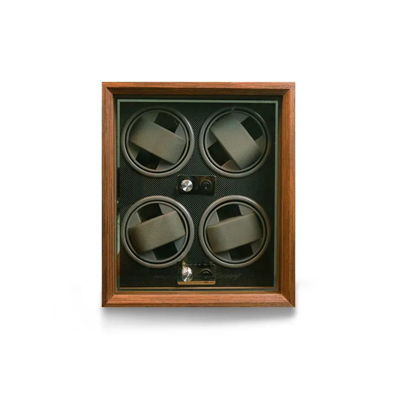 Caja de Seguridad giratoria para hombre, caja de almacenamiento con logotipo personalizado automático de madera, 4 bobinadores de relojes, caja de seguridad de velocidad Variable