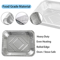 Barquette rectangulaire jetable en aluminium de qualité alimentaire, demi-taille, profonde, compatible four, avec couvercle en PET pour emballage alimentaire