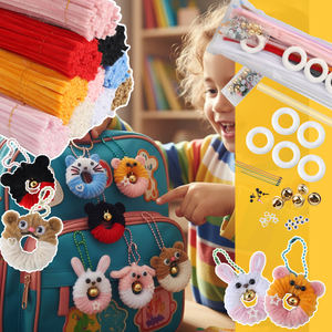 Ensemble de porte-clés visages d'animaux 3D – Créatures artisanales en élastiques et épingles à crêpe sur cerceaux en mousse : un projet DIY amusant et fonctionnel - Product Image 3