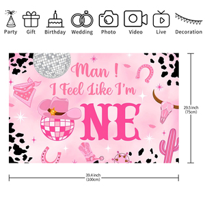 Fondo de Fotografía con Estampado de Vaca Rosa para Cumpleaños, Pancarta Decorativa con la Frase 'I Feel Like E I'm One', Decoración para Fiestas de Niñas - Product Image 5