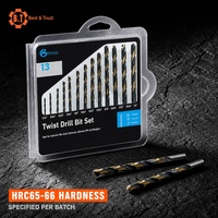 Jeu de forets hélicoïdaux B&T HSS M35, 13 pièces, de 1/16 à 1/4 pouce, DIN 338, pointe fendue à 135 degrés, queue ronde, OEM