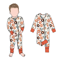 Combinaison pour bébé en fibre de bambou personnalisable avec imprimé animal mignon, pyjama pour bébé à manches longues, vente en gros