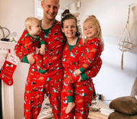 Conjunto de Pijamas Navideños Familiares de Manga Larga, Pijamas de Poliéster con Estampado Personalizado a Juego para Padres e Hijos, Ropa de Dormir para Fiestas Navideñas