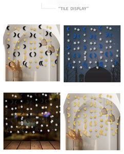Decoración para Fiesta de Ramadán Eid 2026, Guirnalda de <span class=keywords><strong>Luna</strong></span> y Estrella, Fondo Dorado y Azul, Guirnalda de Papel, Pancarta Eid Mubarak para Celebraciones - Product Image 6