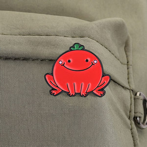 Lindo Pin de Esmalte de <span class=keywords><strong>Rana</strong></span> Tomate, Broche de <span class=keywords><strong>Rana</strong></span> <span class=keywords><strong>Roja</strong></span> con Parte Superior Verde para Decoración de Mochilas - Product Image 4