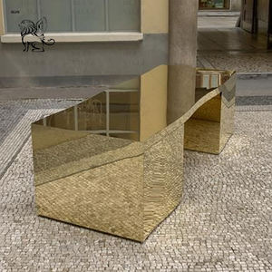 Decorazione per la casa moderna Design creativo astratto frattura superficie specchio lucidato in acciaio inox <span class=keywords><strong>tavolo</strong></span> scultura per lobby - Product Image 5