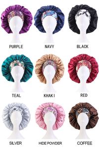 Gorro de Satén con Estampado Floral de Talla Grande para el Cuidado del Cabello Rizado de Mujer, Banda Ancha, para Viajes y Playa, Calidad de Salón - Product Image 6
