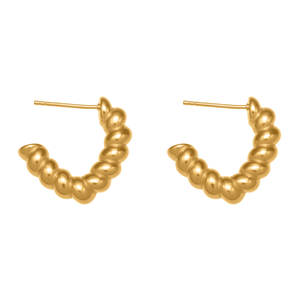 Einfache und trend ige galvani sierte Edelstahl-Ohr stecker aus 18 Karat Gold mit Gewinde und Gewinde - Product Image 1