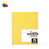Cahiers à spirales lignés pour l'université, 10,5 x 7,5 pouces, lot de 6, couverture personnalisée avec logo imprimé CMYK, couleurs assorties, 70 pages