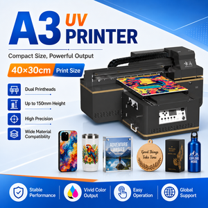 เครื่องพิมพ์อิงค์เจ็ท A3 อัตโนมัติ CMYK สำหรับพิมพ์บนอะคริลิก ไม้ และวัสดุอื่นๆ แบบ Flatbed UV  2 หัวพิมพ์ ความละเอียด 1200dpi  แบบ Tube Printer สำหรับขนาด 40x30 ราคาใหม่ - Product Image 1