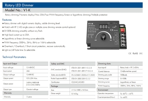 Skydance V1-K 20A 1 채널 12V 24V 36V 48VDC 240W-960W 로타리 RF 2.4G 단일 컬러 <span class=keywords><strong>LED</strong></span> 컨트롤러, 디지털 숫자 디스플레이 - Product Image 4