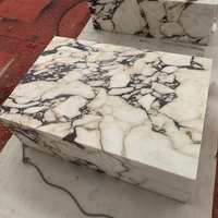 Nouveau Design haut de gamme italien luxe personnalisé Rose calacata Viola marbre rectangulaire plinthe bloc Table basse