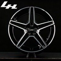 جنوط سيارات مصنوعة من قطعة واحدة بنمط JDM مقاس 5x114.3، 17-20 بوصة، بخمسة أذرع، باللونين الأسود والفضي، مناسبة لسيارات هوندا وتويوتا ومازدا وسوبارو