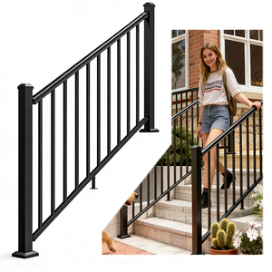 Rampe extérieure personnalisée pour patio, rampe extérieure en métal durable, <span class=keywords><strong>balustrade</strong></span> en aluminium pour <span class=keywords><strong>terrasse</strong></span>, balcon, escalier, jardin - Product Image 1