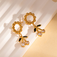 Summer New Trendy Fancy Charms pour la fabrication de bijoux Boucles d'oreilles en diamant délicates pour les femmes Boucles d'oreilles fraîches et douces en forme de cerise