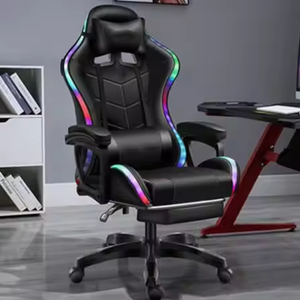 Neuer Ergonomischer Computer-Gaming-Stuhl mit Hoher Rückenlehne und RGB-Beleuchtung, Chefsessel aus Kunstleder mit Massagefunktion, Stoffbezug, Drehbar, für das Büro - Product Image 1