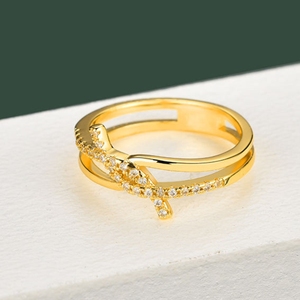 Women's Trendy 18K <b>Gold</b> Plated Copper Fashion <b>Rings</b> Personalized Knotted <b>Zirconia</b> - Product Image 6