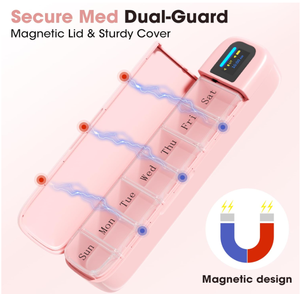 AIMO A170 Dispenser Pil Otomatis Kotak Pil Pintar dengan <span class=keywords><strong>Alarm</strong></span> Kotak Pil 7 Hari dengan Aplikasi Tempat Pil Mingguan untuk Perjalanan - Product Image 4