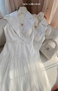 V-neck Sleeveless White Mesh <b>Maxi</b> Vest Dress Formal Tight Waist Oem Service Factory Production Premium Quality - Product Image 6