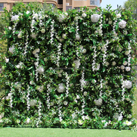 A53 mariage vert plantes suspendues feuilles de palmier mur de fleurs soie artificielle forêt tropicale jungle verdure herbe verte mur de fleurs