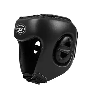 High Quality Factory Customized Black Leather MMA Boxing Head Guard Kick Helmet Boxing Head Gear For Training Kickboxing