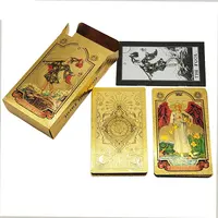 Baralho de cartas de tarô impressão dourada, jogos de tabuleiro personalizados, cartões com caixa de plástico
