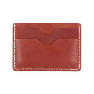 Portefeuille fin en cuir véritable Coral Weavers, avec plusieurs emplacements pour cartes, sans fermeture, design minimaliste et compact pour cartes de crédit - Product Image 1