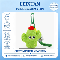 Porte-clés en peluche Cactus mignon, pendentif de sac en forme de plante de dessin animé avec cordon tressé à fleur rouge, décoration de sac à dos botanique, cadeau