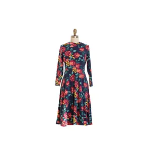 Lente En Herfst Boutique Vrouwen Lange Mouwen Katoen Retro Jurk Dames Doeken Jurk Vrouw