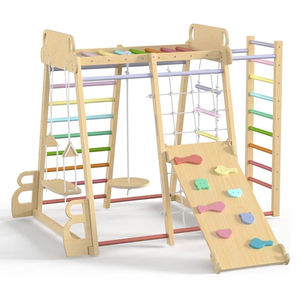 Rak Panjat Kayu Montessori untuk Bayi, Dinding Panjat Anak dengan Ring Senam, Set Perosotan, Perabot Anak - Product Image 3