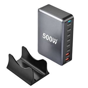 500W Desktop GaN Charger 8 <b>Port</b> PD QC Laptop Charging Station With Holder Aluminum Alloy Black - Product Image 5