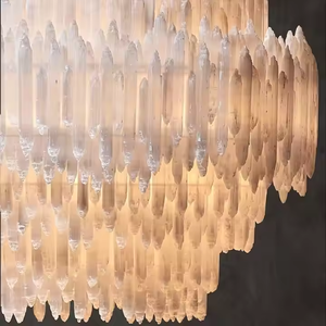 <span class=keywords><strong>Lampadario</strong></span> Americano in Selenite per Soggiorno, Lampada a Sospensione Rotonda in Pietra <span class=keywords><strong>Naturale</strong></span> Bianca per Ingresso - Product Image 2