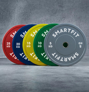 SMARTFIT <span class=keywords><strong>Plaque</strong></span> de poids pare-chocs en <span class=keywords><strong>caoutchouc</strong></span> <span class=keywords><strong>naturel</strong></span> écologique 5-25kgs Disque d'haltères de fitness coloré - Product Image 2