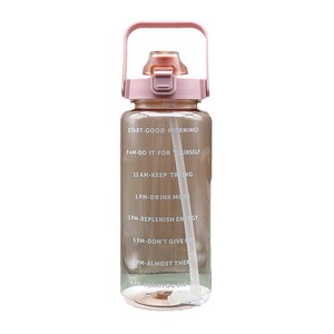 Large Capacity Transparent Straw <b>Water</b> <b>Bottle</b> 2000ml Reusable Outdoor Sports <b>Bottle</b> <b>With</b> <b>Time</b> Markings - Product Image 3