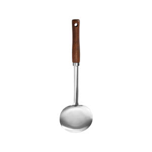 Espátula para champiñones de acero inoxidable con mango de madera, grado 304, para utensilios de cocina caseros, apta para horno, solo lavar a mano. - Product Image 1