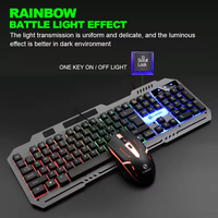 Teclado y Ratón para Juegos con Cable, Sensación Mecánica, Panel Metálico, Retroiluminación RGB, para Computadora de Escritorio, Portátil, Oficina, Jugadores