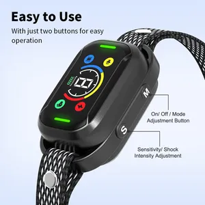 TIZE Upgraded Automatic Waterproof Rechargeable LCD Screen Anti Bark Collar Dog Bark Control Device For All Breeds