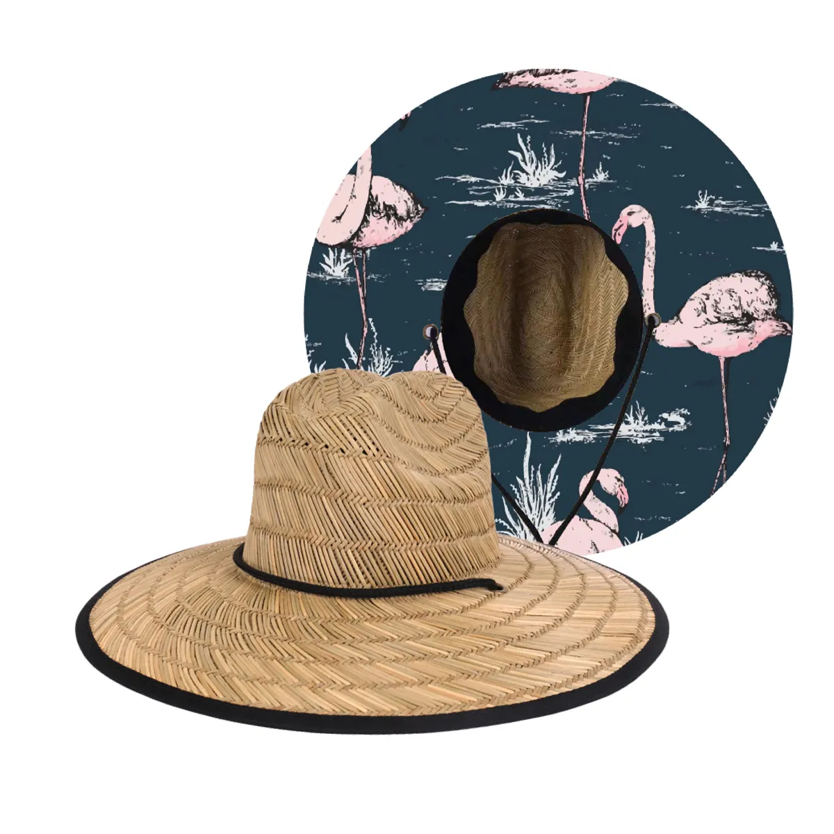 Bottom design custom printing women ladies sun protect beach fishing straw hat with custom logo
