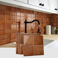 Carreaux muraux carrés autocollants 3D en gel terracotta caramel, imperméables, à coller soi-même, pour cuisine