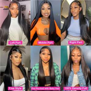 Peluca de Cabello Humano Indio Virgen con Frente de Encaje HD 13*6, Cutícula Alineada, 100% Sin Pegamento, Transparente y Personalizable para Mujeres Negras - Product Image 6