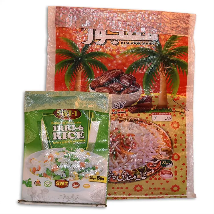China plastic 25kg 50kg polypropylene bags, woven rice bags bopp rice bag packaging for pakistan
