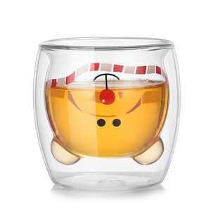 Doble pared con forma de oso taza de café de vidrio sopa tazas vaso viejo moda cerveza tankard - Product Image 4