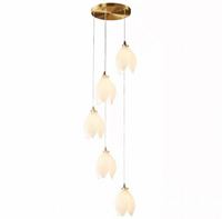 Lustre moderne en céramique en forme de tulipe, luminaire créatif pour salon, luminaire de haute qualité pour escalier, lustre pour salle à manger