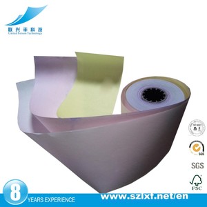 Venta caliente 75mm * 60mm caja registradora Pos/ATM papel <span class=keywords><strong>2</strong></span> capas rollos de papel de recibo térmico sin carbón - Product Image 3