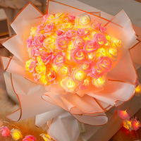 Guirlande lumineuse LED en forme de rose, à piles, lumières romantiques rouges et blanches pour la Saint-Valentin, mariage, décoration de fête