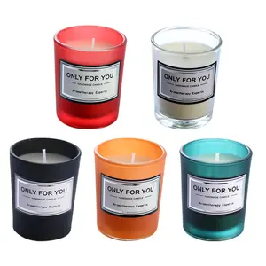 Customize Private Label Fragrance Soy Wax Scented Luxury Mini Multiple Colors Frosted Glass Jar Candles