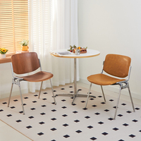 Chaise de salle à manger de style mid-century, en fer forgé, moderne, minimaliste, pour usage domestique, avec dossier rembourré, en bois massif, également adaptée